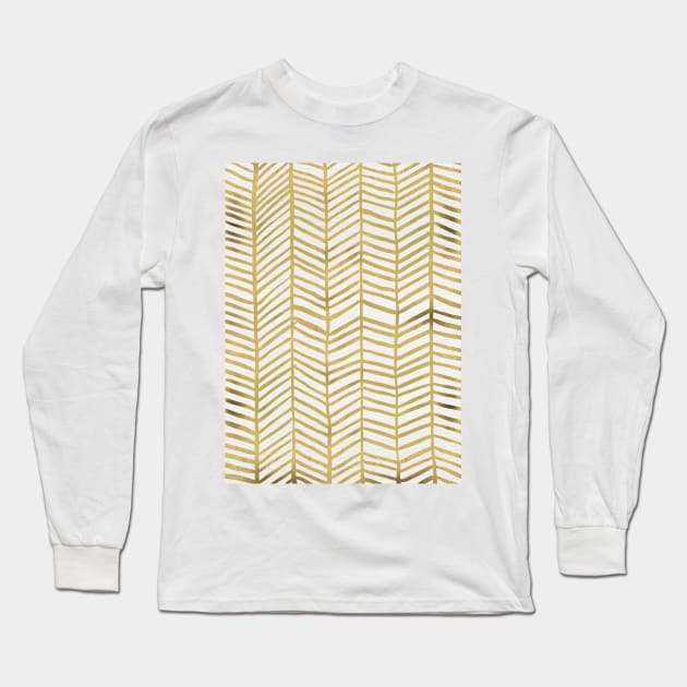 Herringbone Gold Long Sleeve T-Shirt by CatCoq